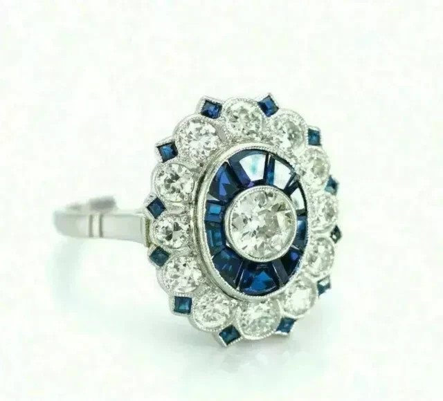 Art Deco Style 2.4CT Round Cut Lab Created Diamond Vintage Halo Ring 925 Silver