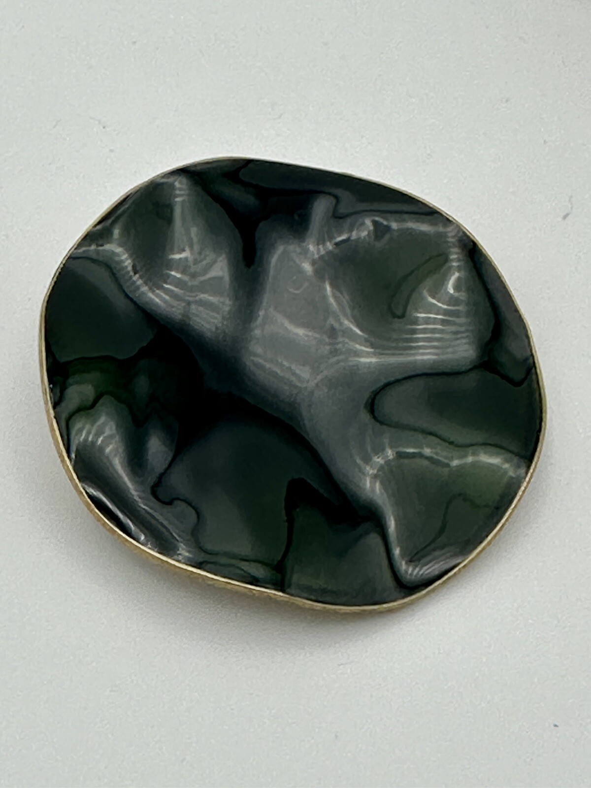 Pilgrim Brooch “Emerald Green” Enamel Pin Metal Backing Wavy From Denmark 1.5”