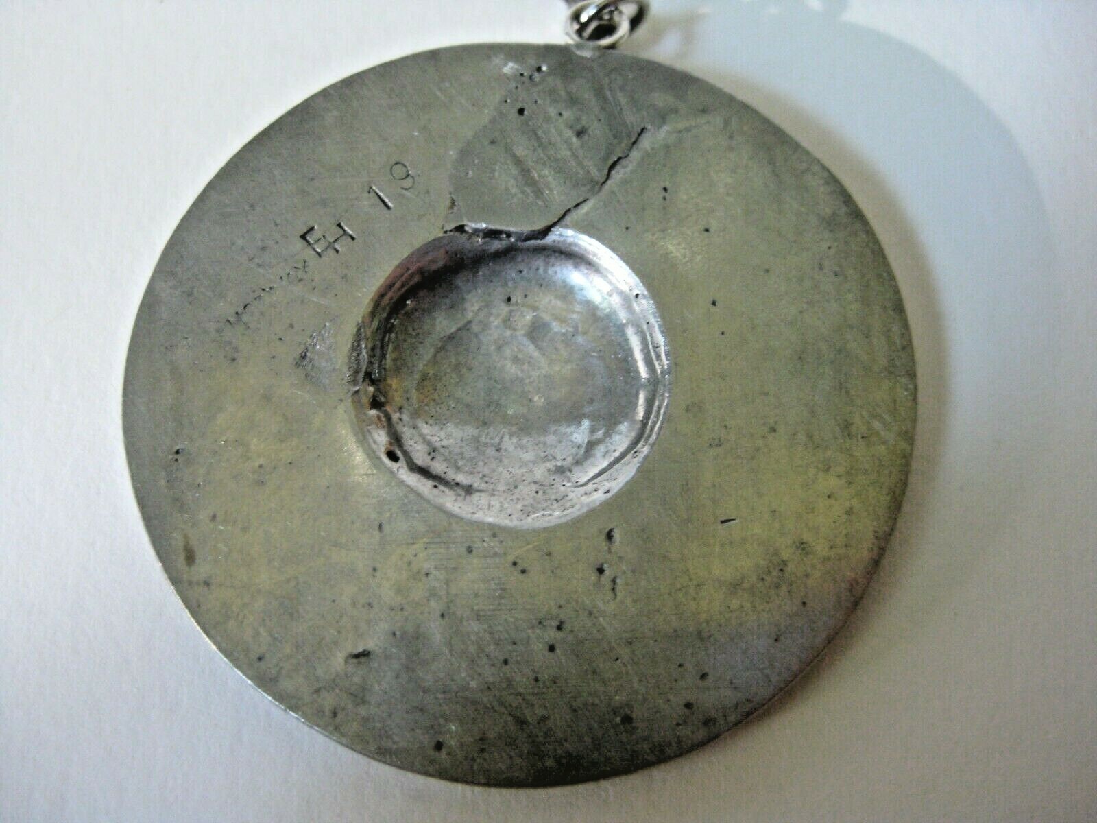 Modernist Signed Norway Eivind Hillestad EH 19 Pewter Medallion Pendant Necklace