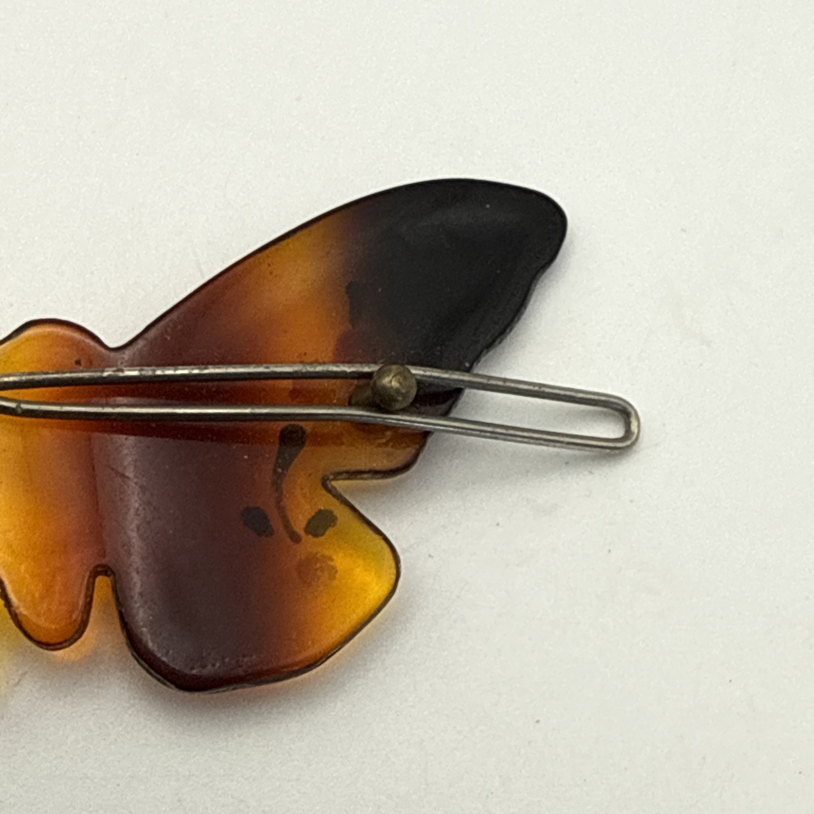 Vintage Rhinestone Celluloid Acetate 3-D Flower Pin And Butterfly Hair Clip