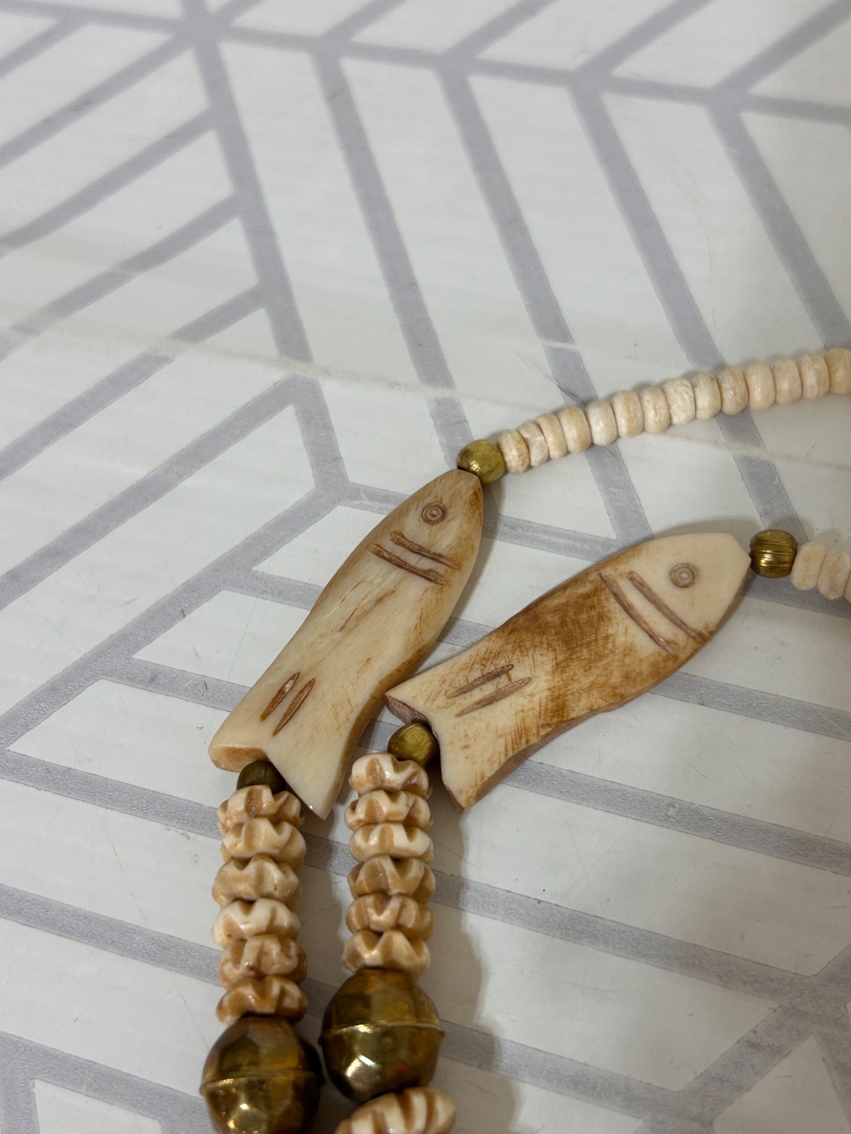 NWT Archana Hand made Vintage Chunky Elephants African Tribal Resin Necklace
