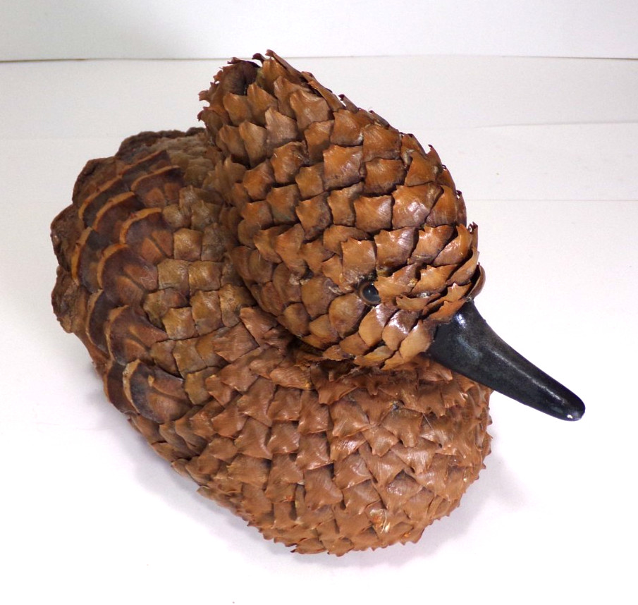Handmade Pine Cone Duck Folk Art Figurine Rustic Craft WV14