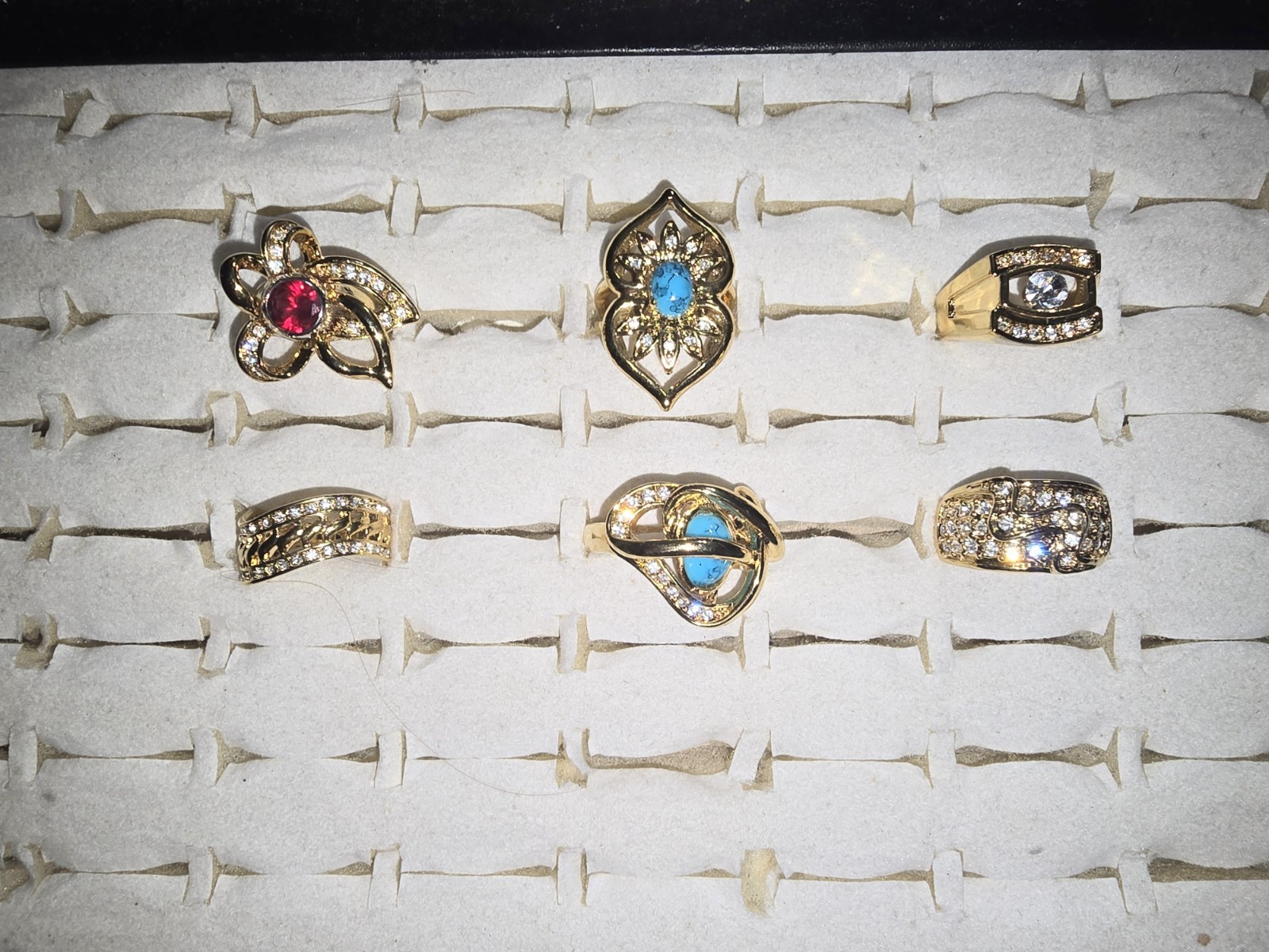 Modern Vintage 6 Piece Designer Signed/stamped Costume Ring Lot Size 7