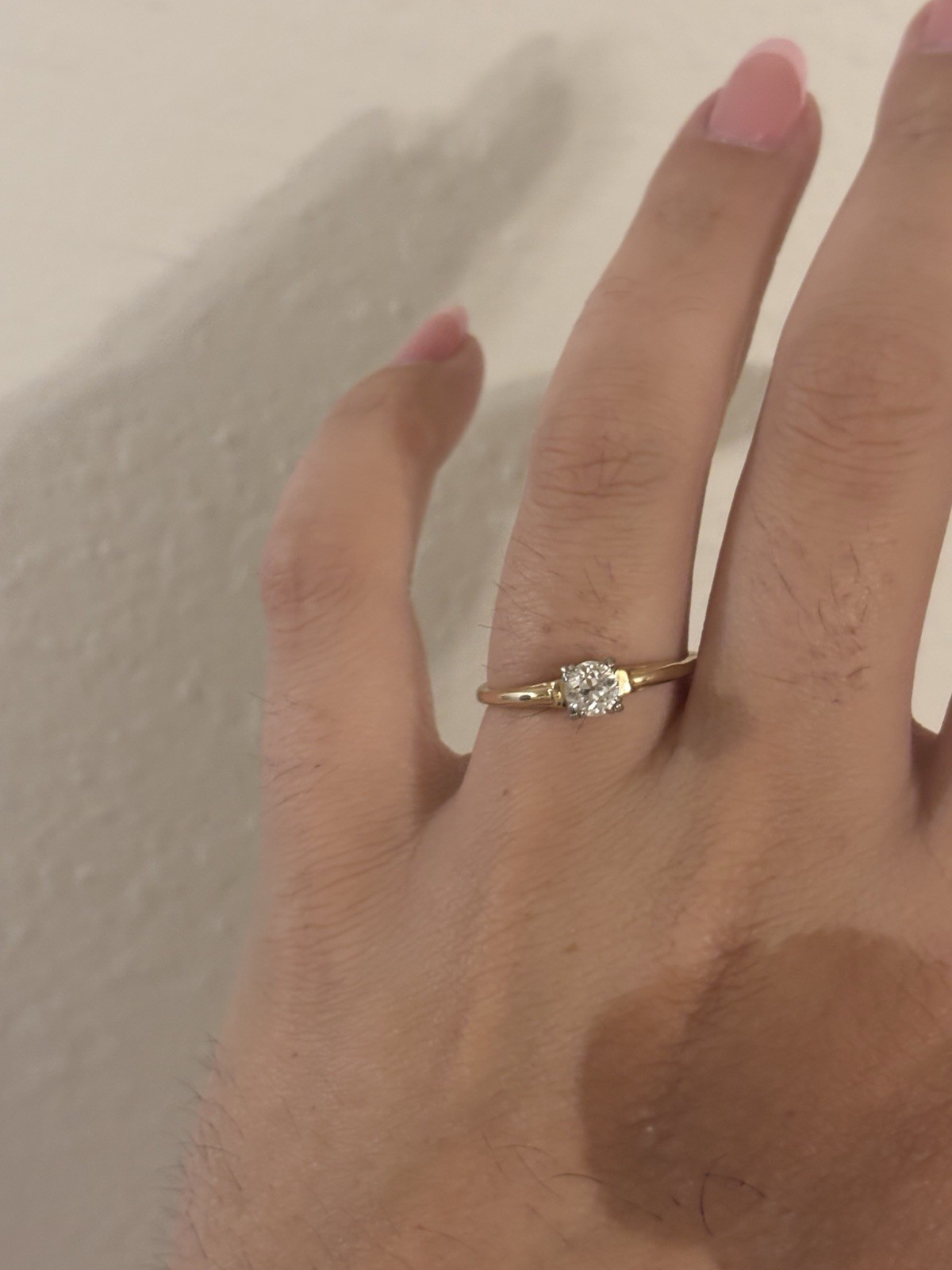 Roughly .46 carat Vintage Old Mine Cut Diamond Solitaire Ring 18K Yellow Gold