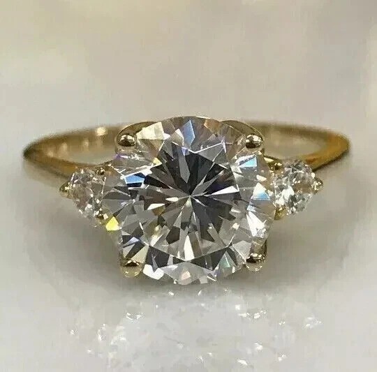 2.25Ct Round Cut Lab Created Diamond 14K Yellow Gold Finish Engagement Ring