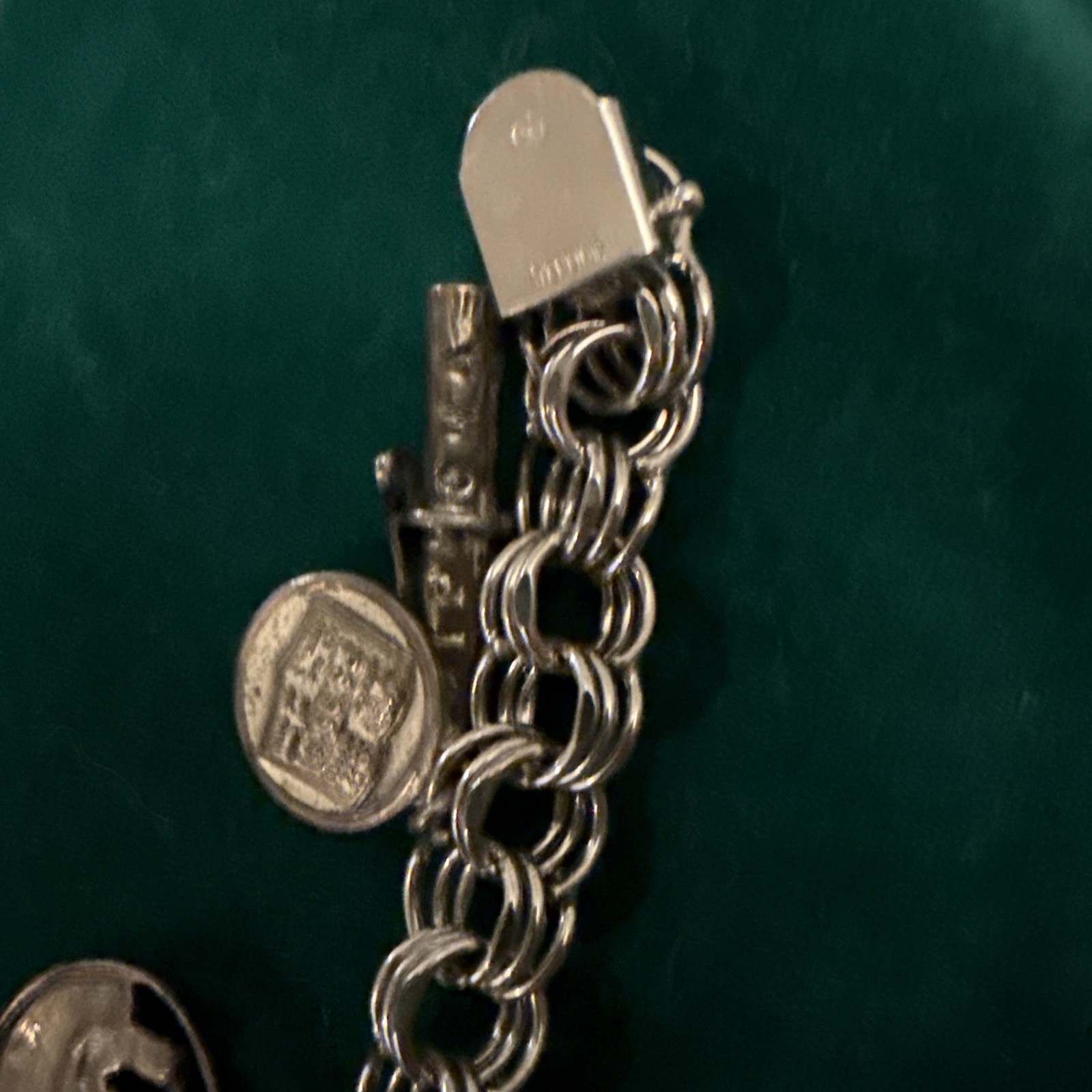 Vintage 925 Sterling Silver Charm Bracelet Loaded 7 Charms