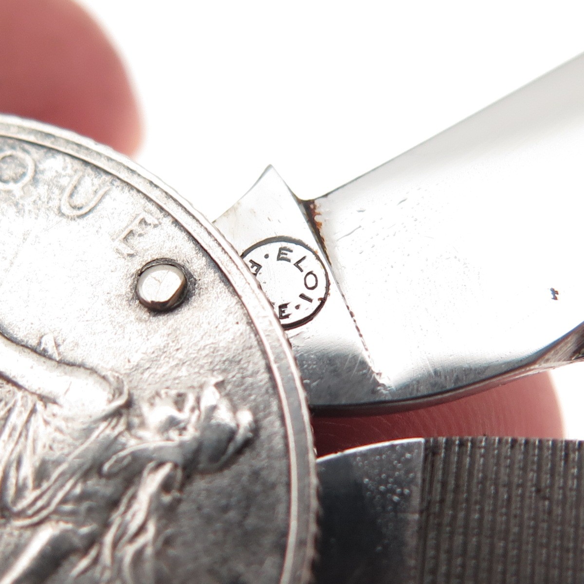 Eloi Pernet 835 Silver Antique 1918 France 2 Francs Coin Pocket Knife Pendant