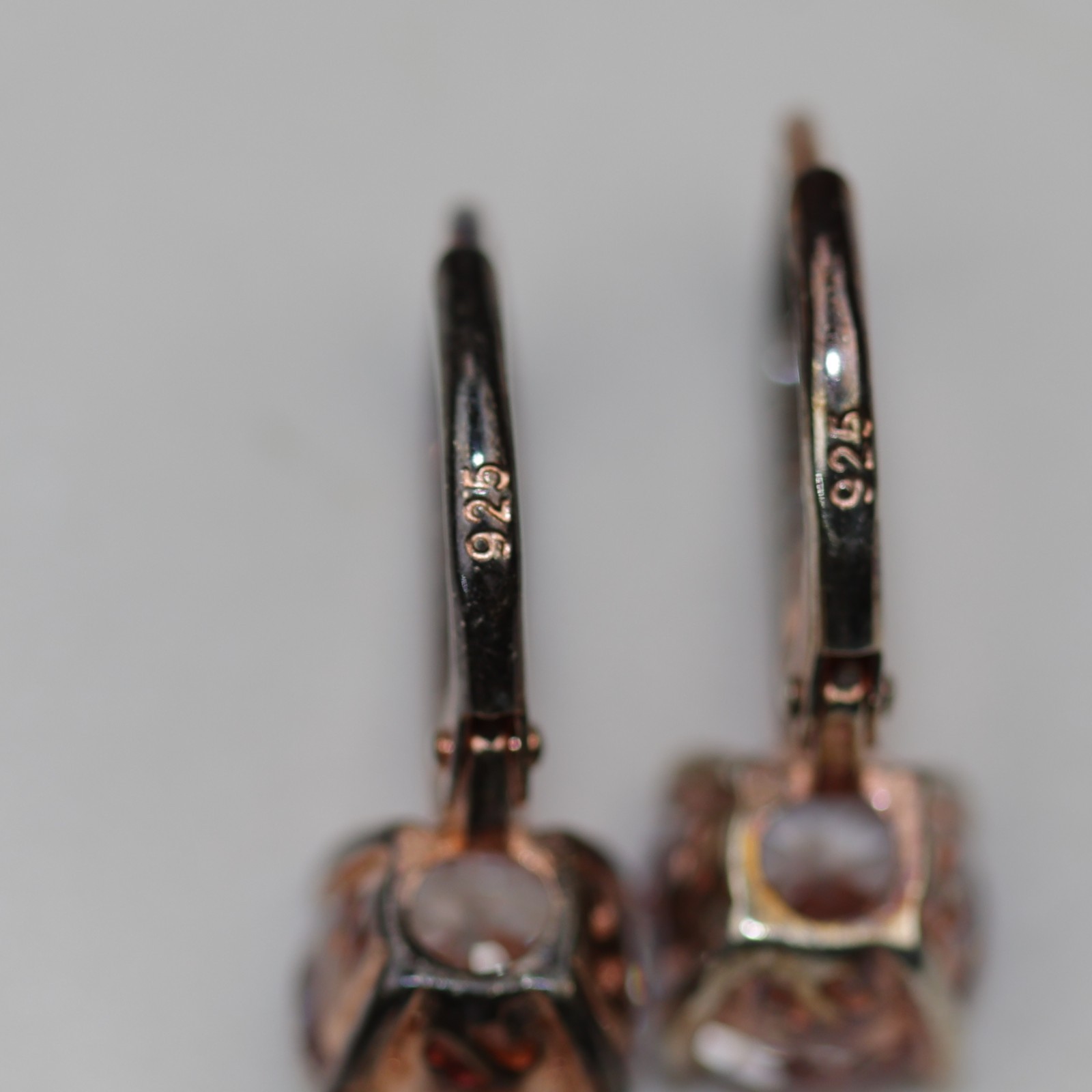 Copper Square Gemstone Earrings Sterling Silver