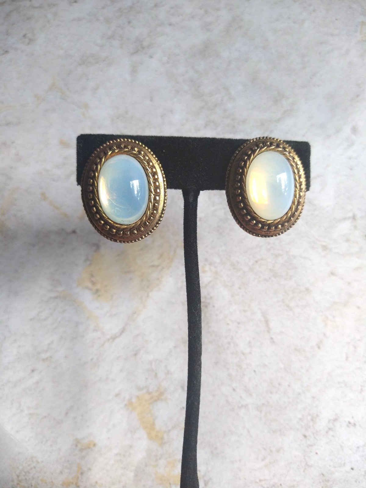 Hollycraft Vintage Moonstone Clip On Earrings