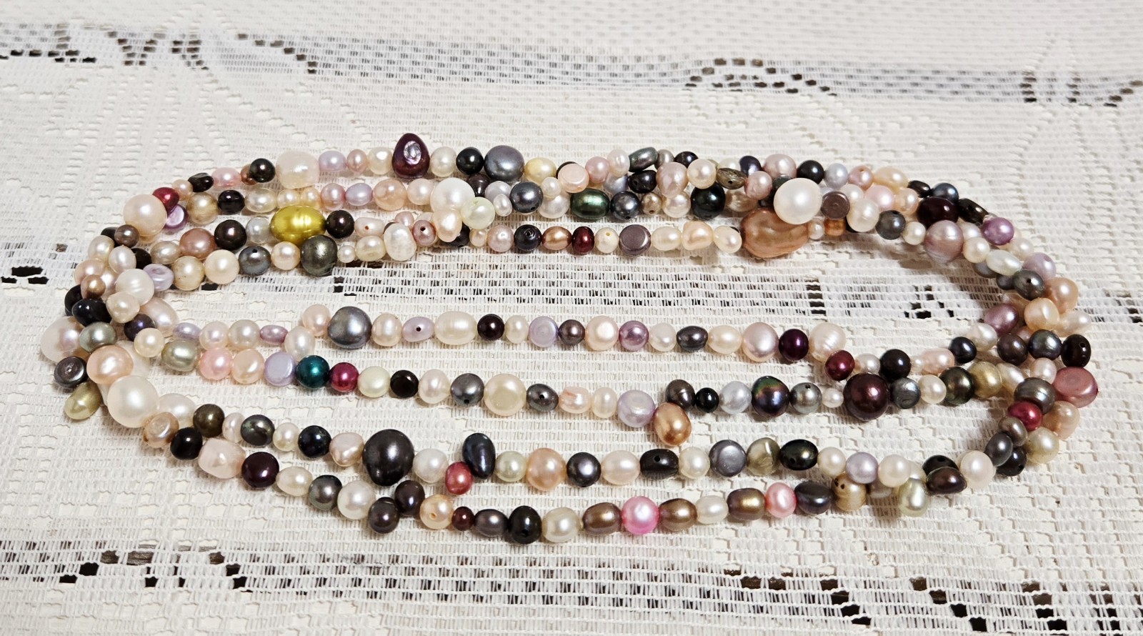 Multi Color Freshwater Pearl Extra Long Cluster Necklace