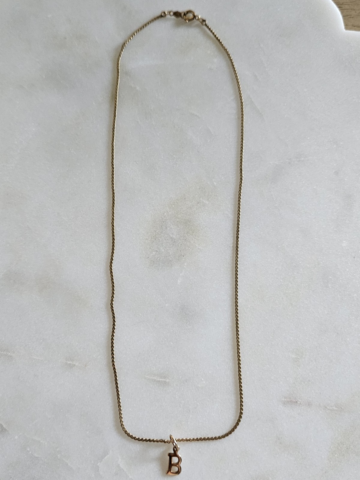12KT Gold Filled Necklace With 14Kt Yellow Gold B Letter Initial Pendant