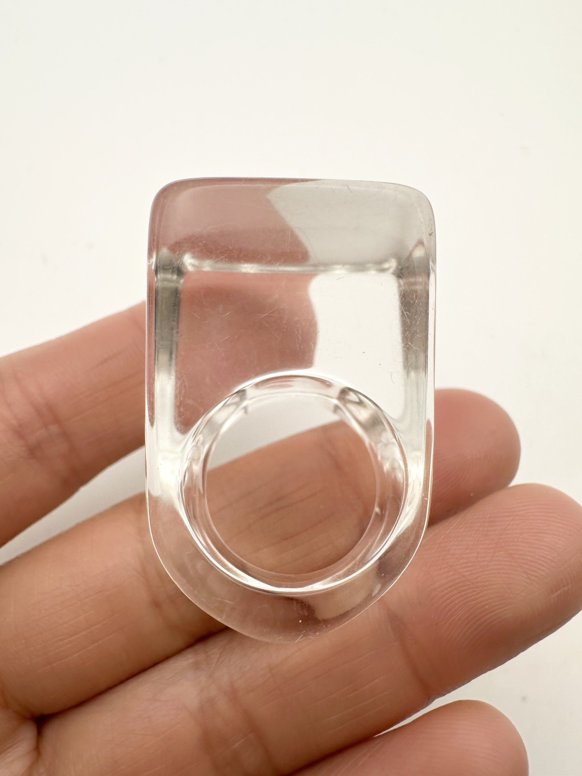 Vintage Lucite Plastic Clear Ring Statement Size 6.5