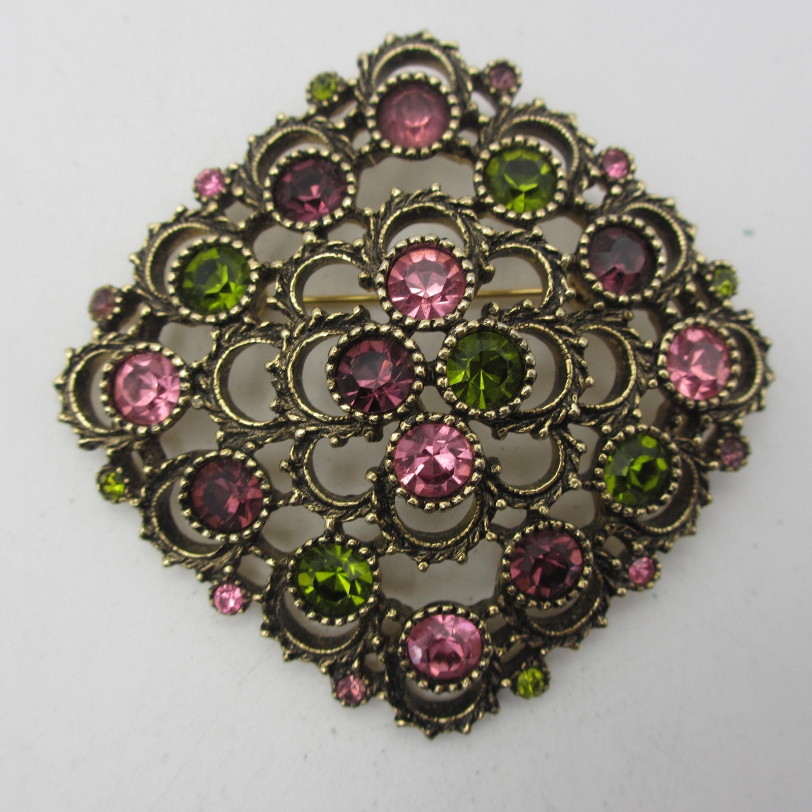 Vintage Sarah Coventry Brooch Rhinestone Filigree Austrian Lites