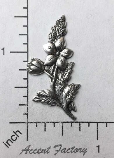 30924 – 2 Pc Victorian Floral Spray Jewelry Finding Silver Oxidized