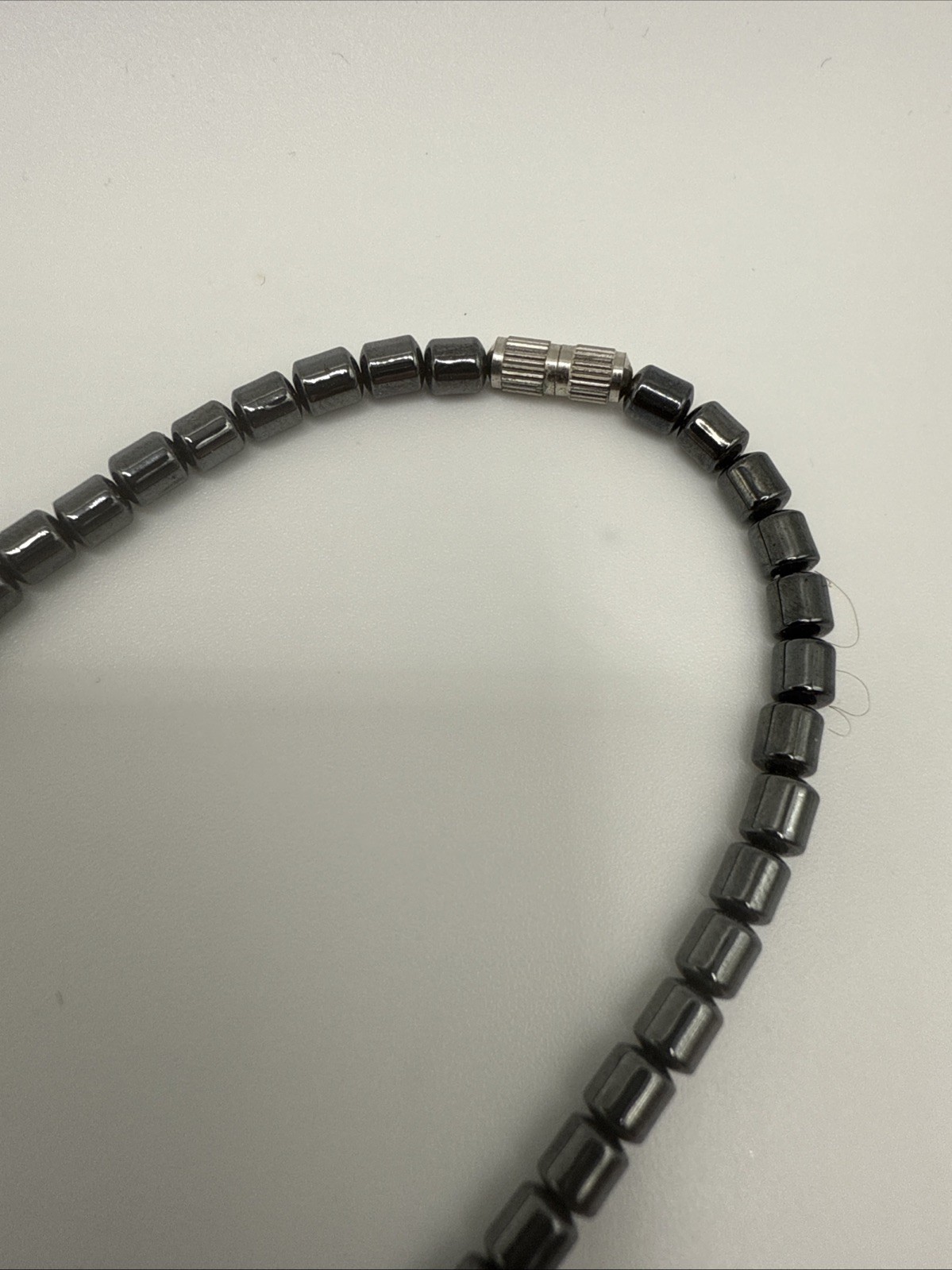 Vintage Hematite Necklace Stretch Bracelet Set Whimsigoth Barrel Clasp 17.5”