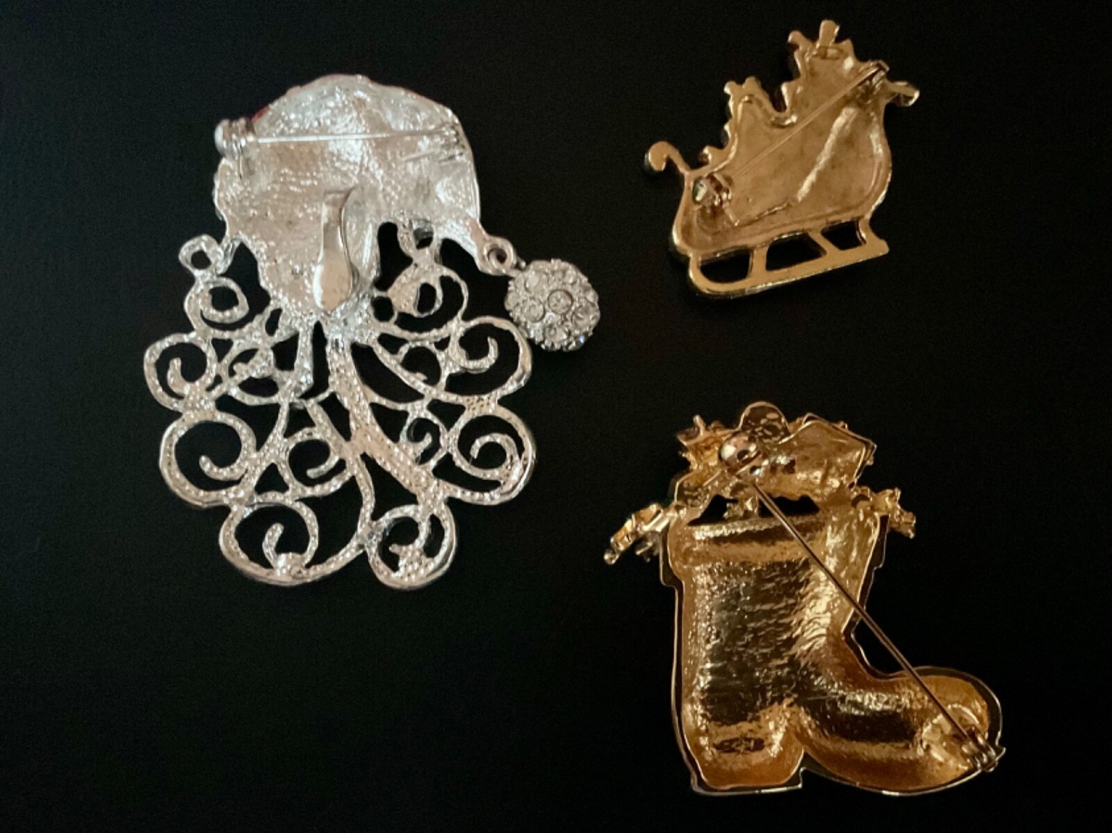 Christmas Holiday Pin Lot Santa Filigree Beard Boot Sleigh Vintage to Modern