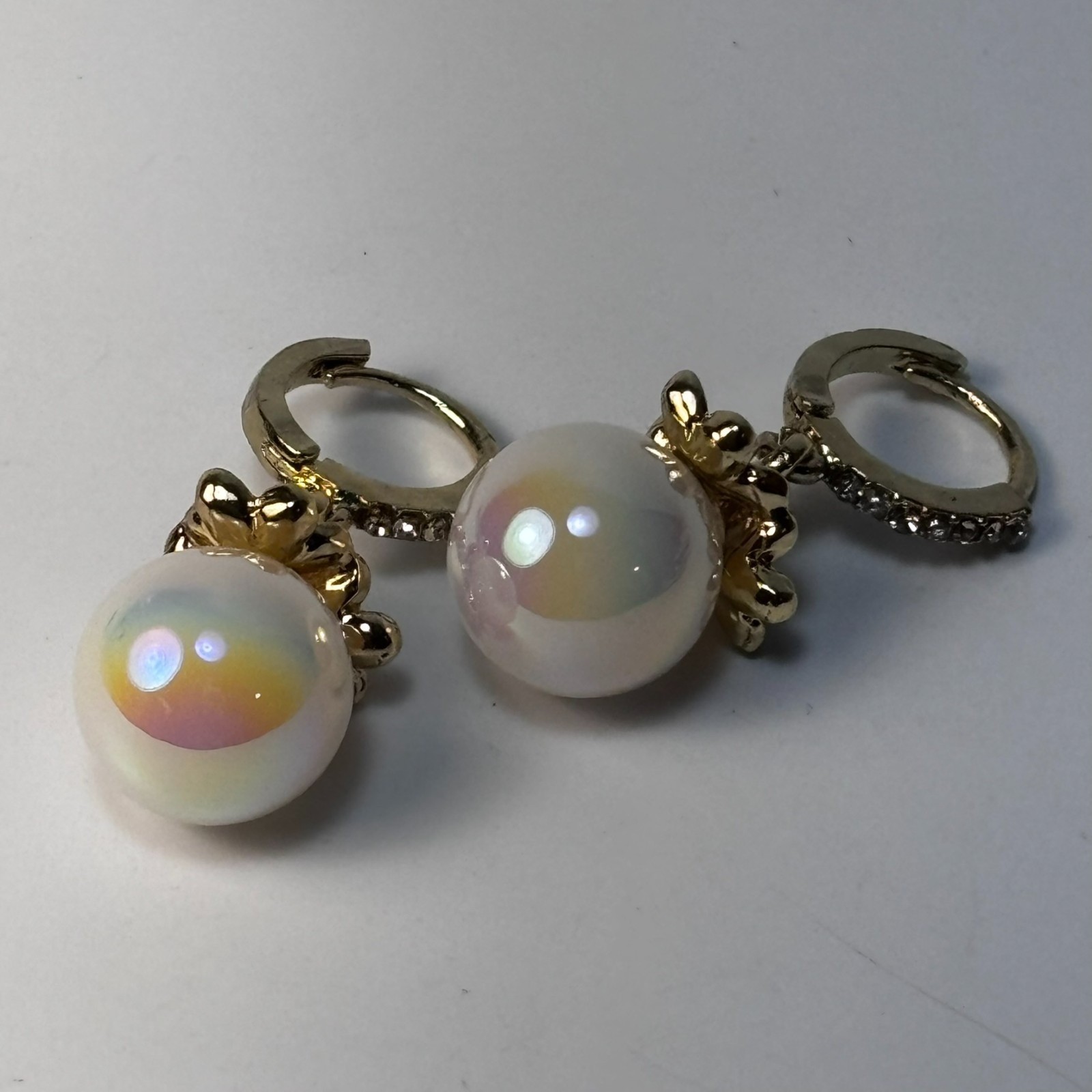 Earrings Pearl Rhinestone Drop Earring Fairy Core Gorgeous Chunky Gold Tone