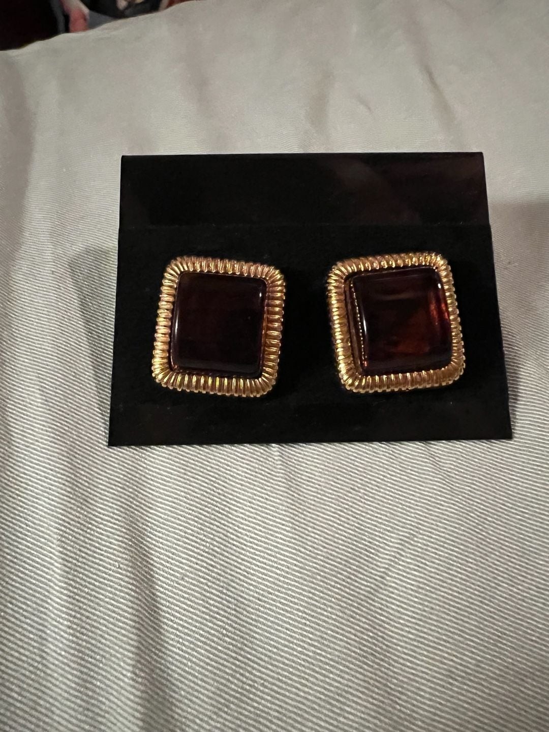 Vintage Gold Earrings Butterscotch Lucite Cabochon Runway Couture Statement