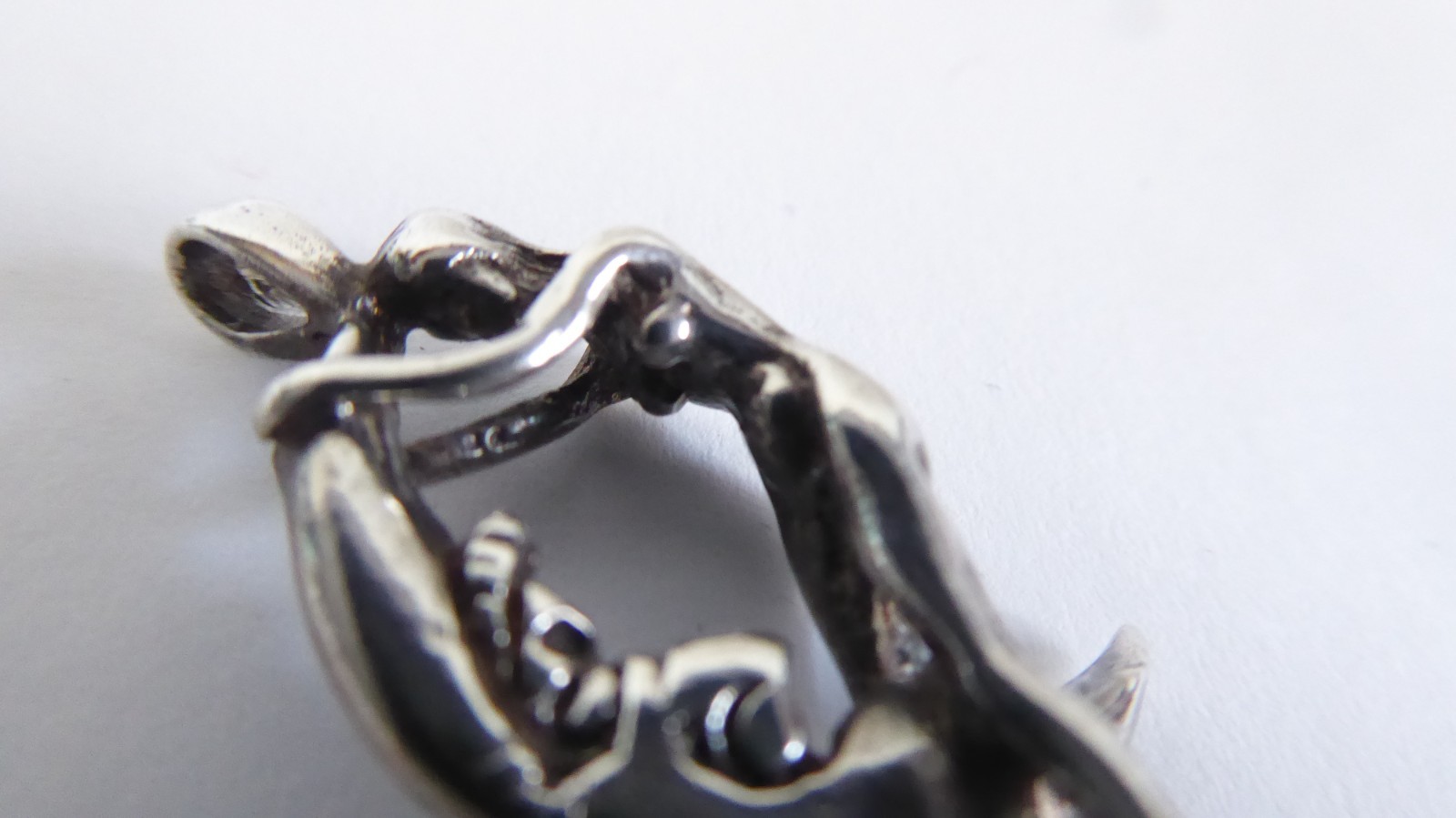 Risque Sterling Silver Pendant Nude Woman Riding Moon 4.7 grams Solid 925 Fairy