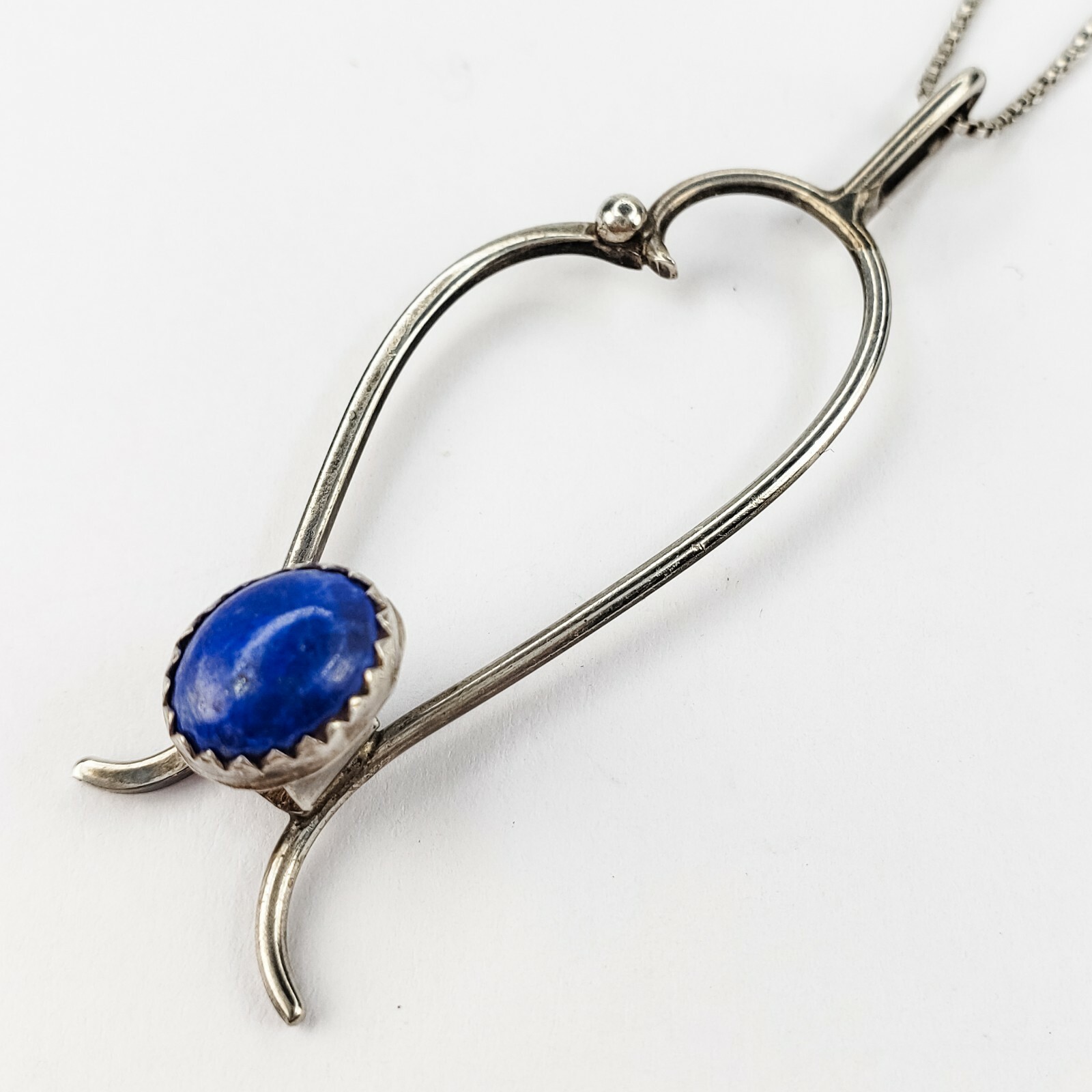 Sterling Silver 925 Freeform Sodalite Cabochon Pendant 16.25 Inch Chain Necklace