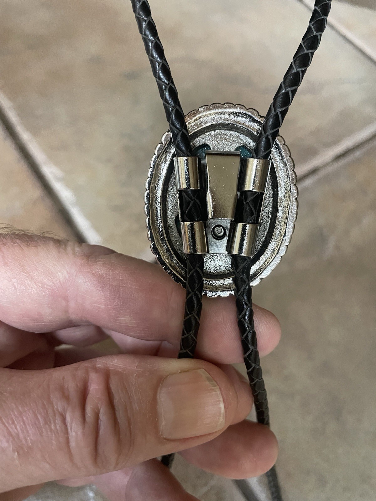 Bolo Tie With Beautiful Large Arizona Blue Chrysocolla Stone