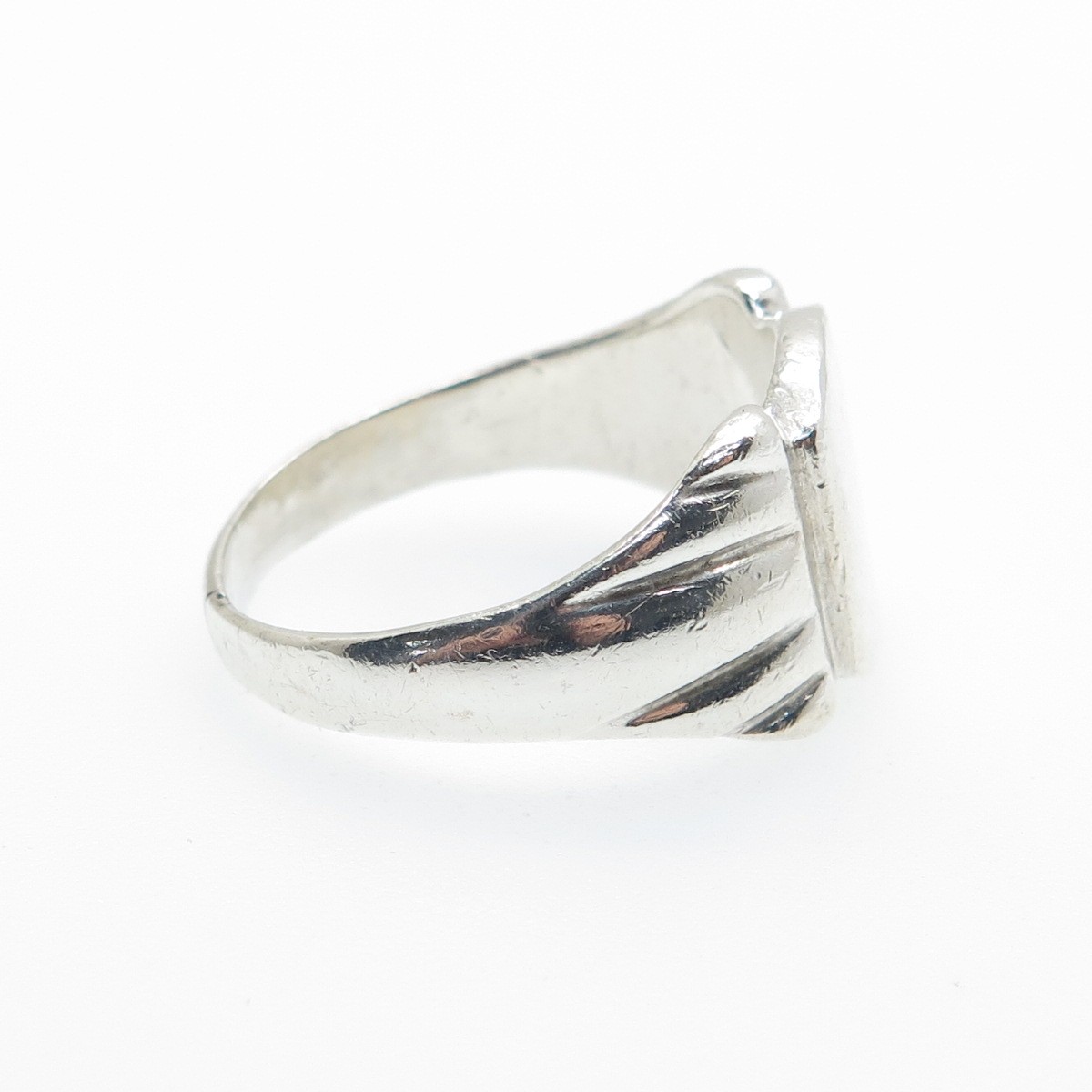 925 Sterling Silver Vintage Engraved ARB Monogram Signet Ring Size 11.5