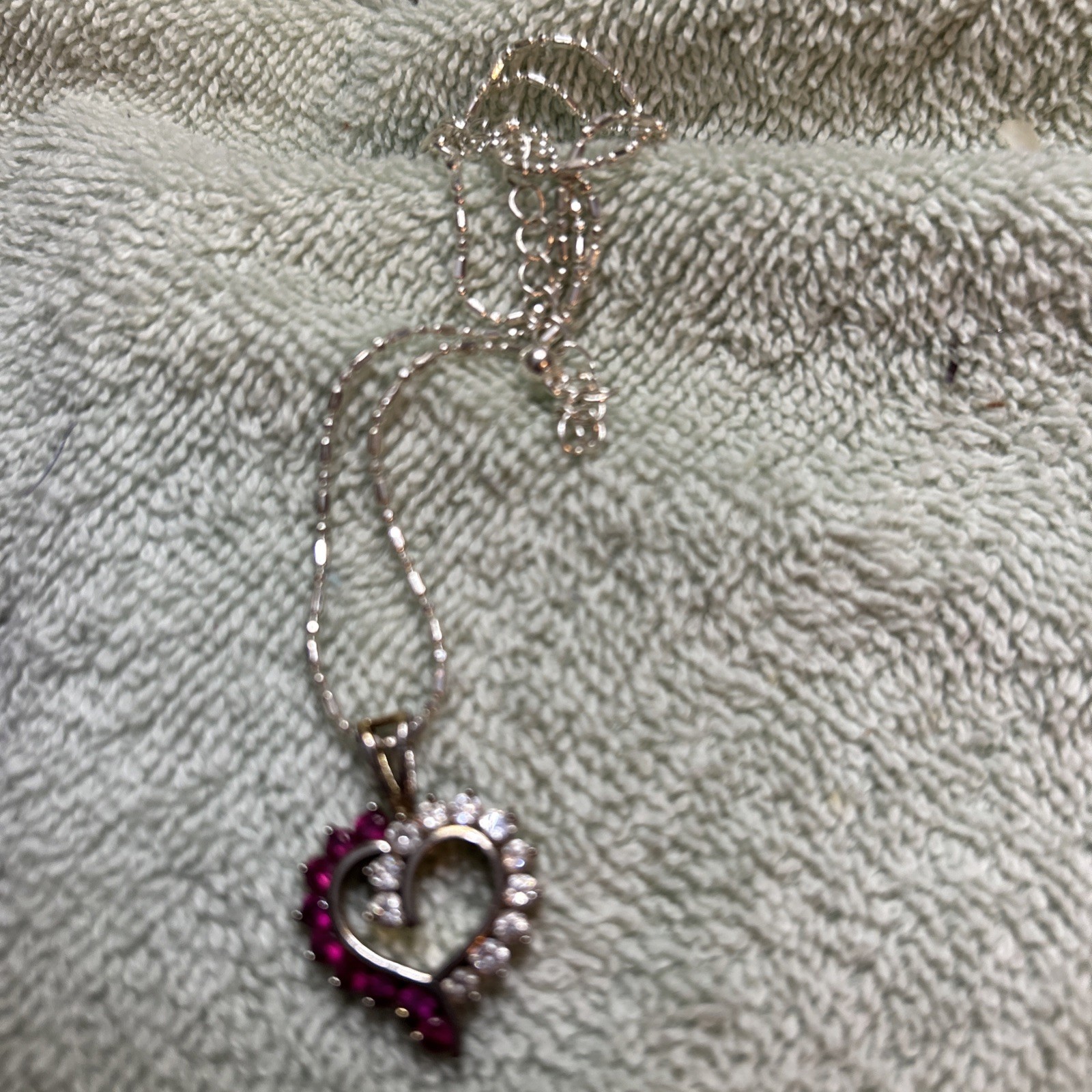 THAI HAN Vintage Original Sterling Silver Gemstone Heart Pendant Estate Necklace
