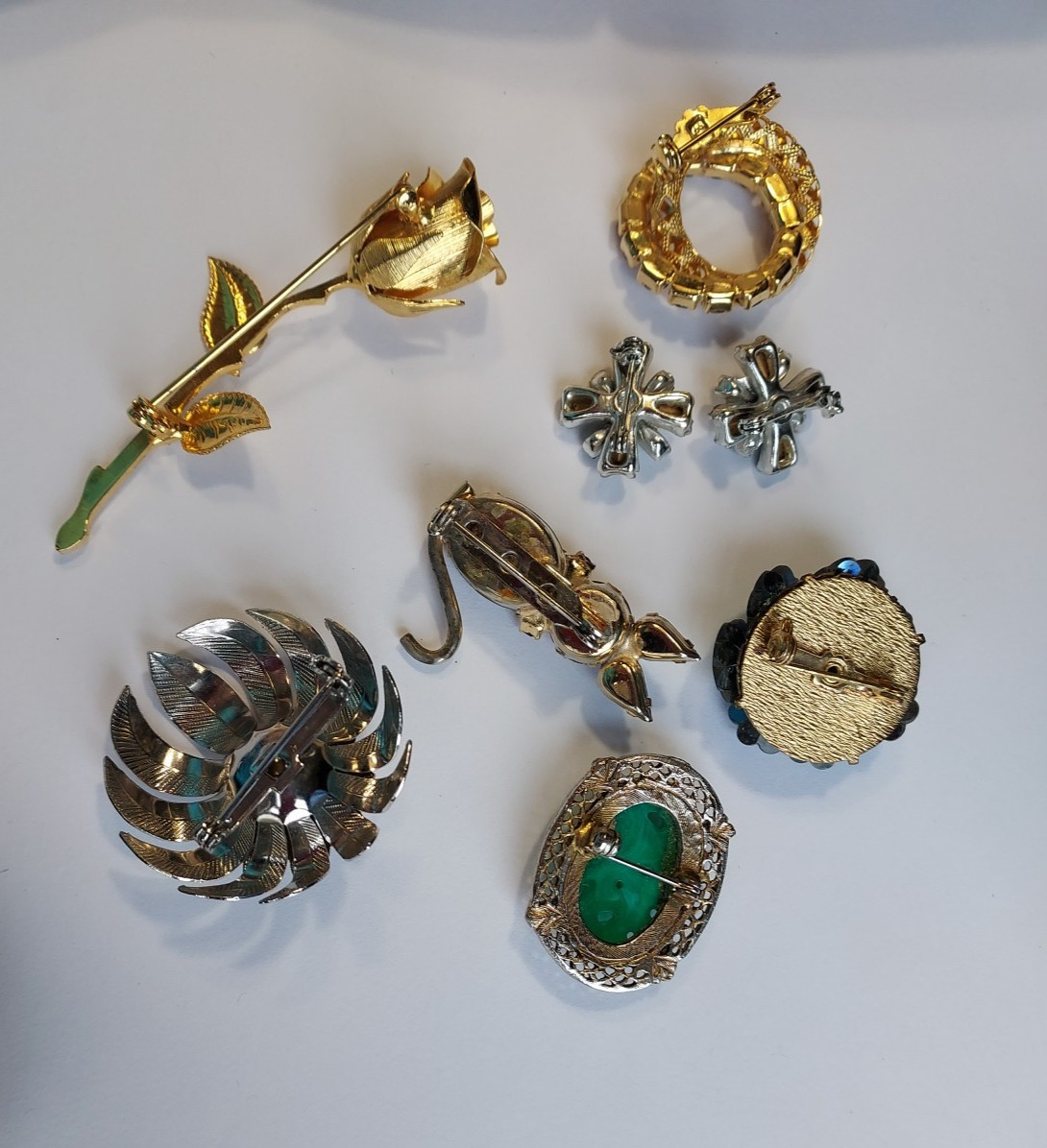 Vintage Pin Assortment Rhinestone Brooch 8 Piece Lot