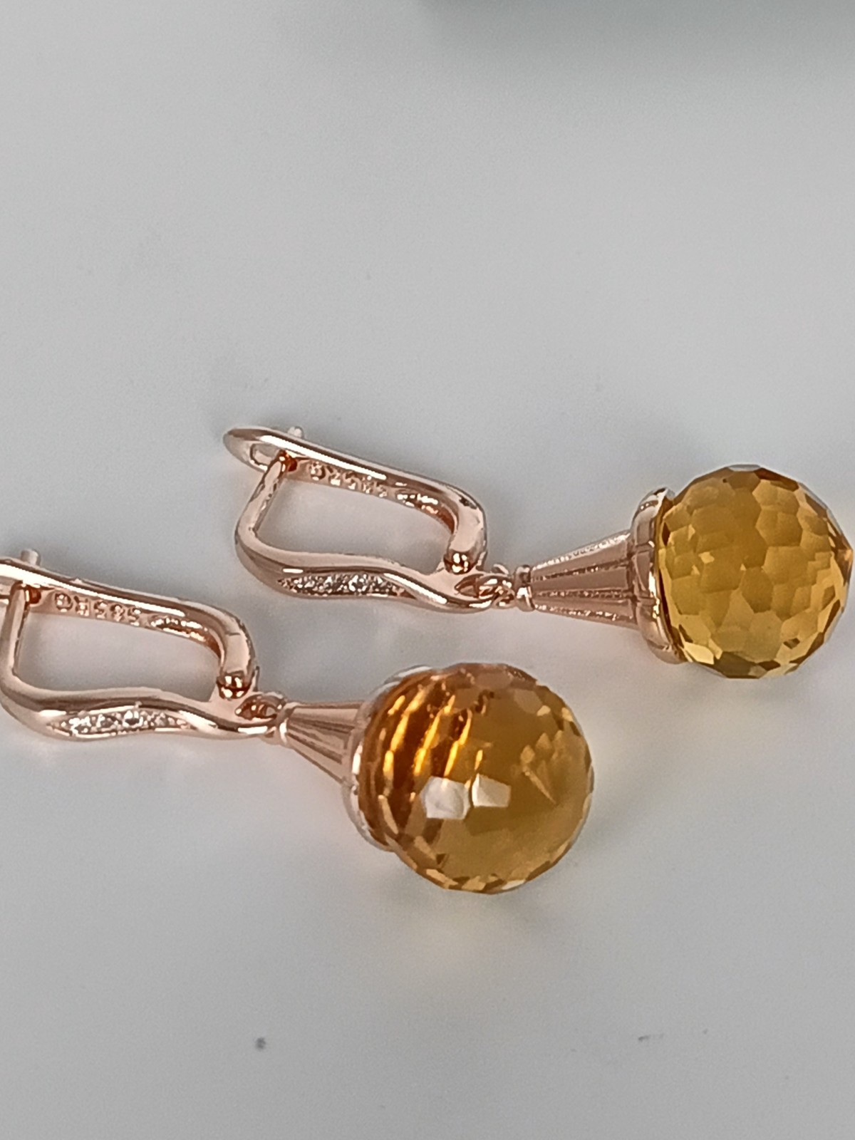 Vintage 1990-s 14 Ct Rolled Gold Citrine Zircons Earrings – Hallmarked 585 RG
