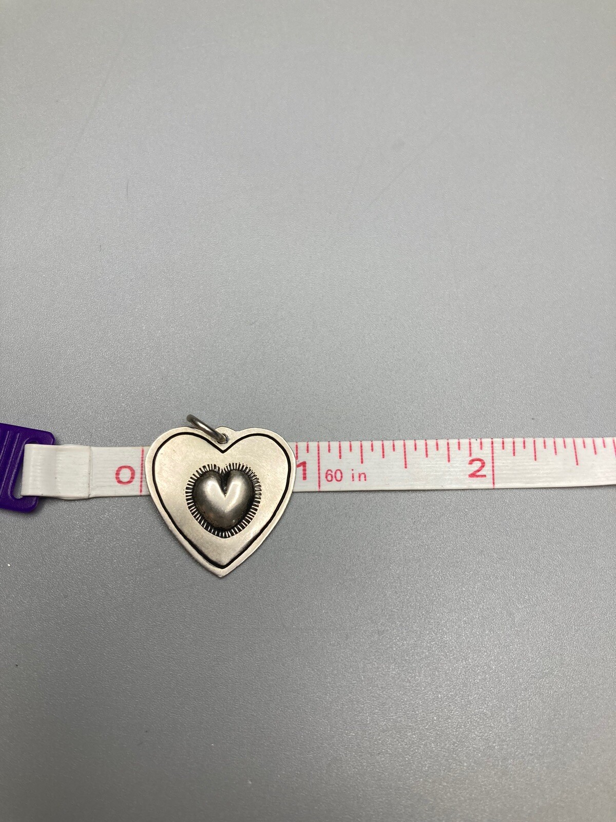925 Sterling Silver Southwestern Style Heart Pendant 1.7g 1 In Love Gift Boho