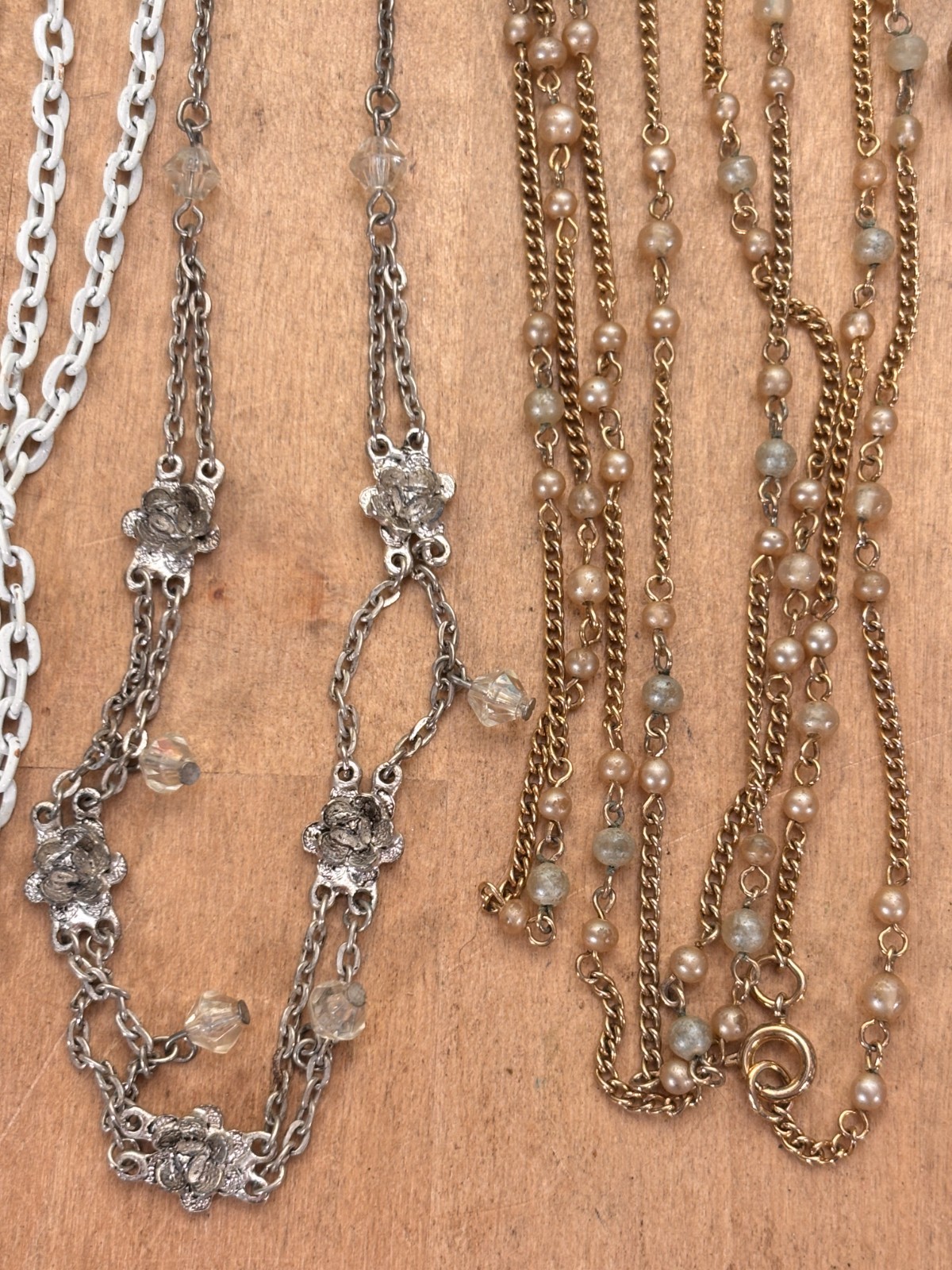 Large Lot of Costume Jewelry, Chains and Fringe Necklace, 10 Pairs Earrings