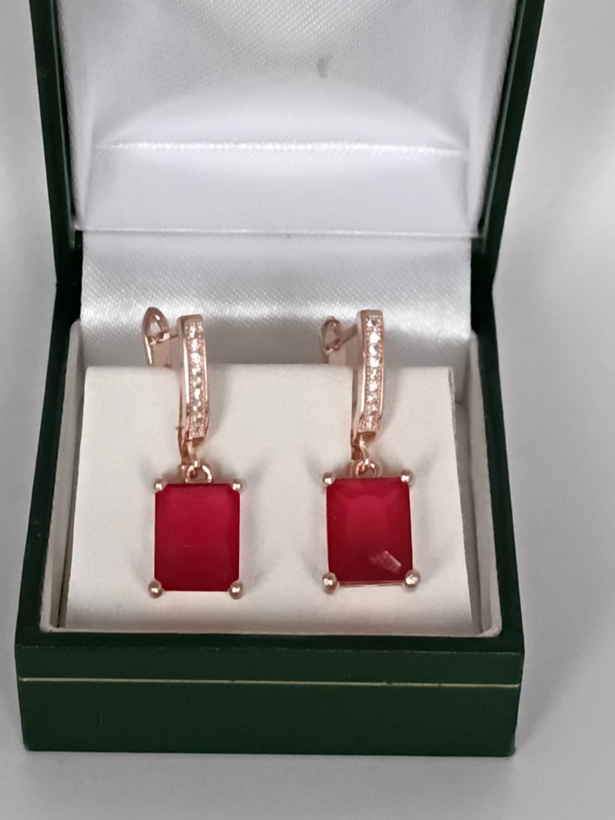 Vintage 1990-s 14 Ct Rolled Gold Ruby / Zircons Earrings-Tested for 585 RG