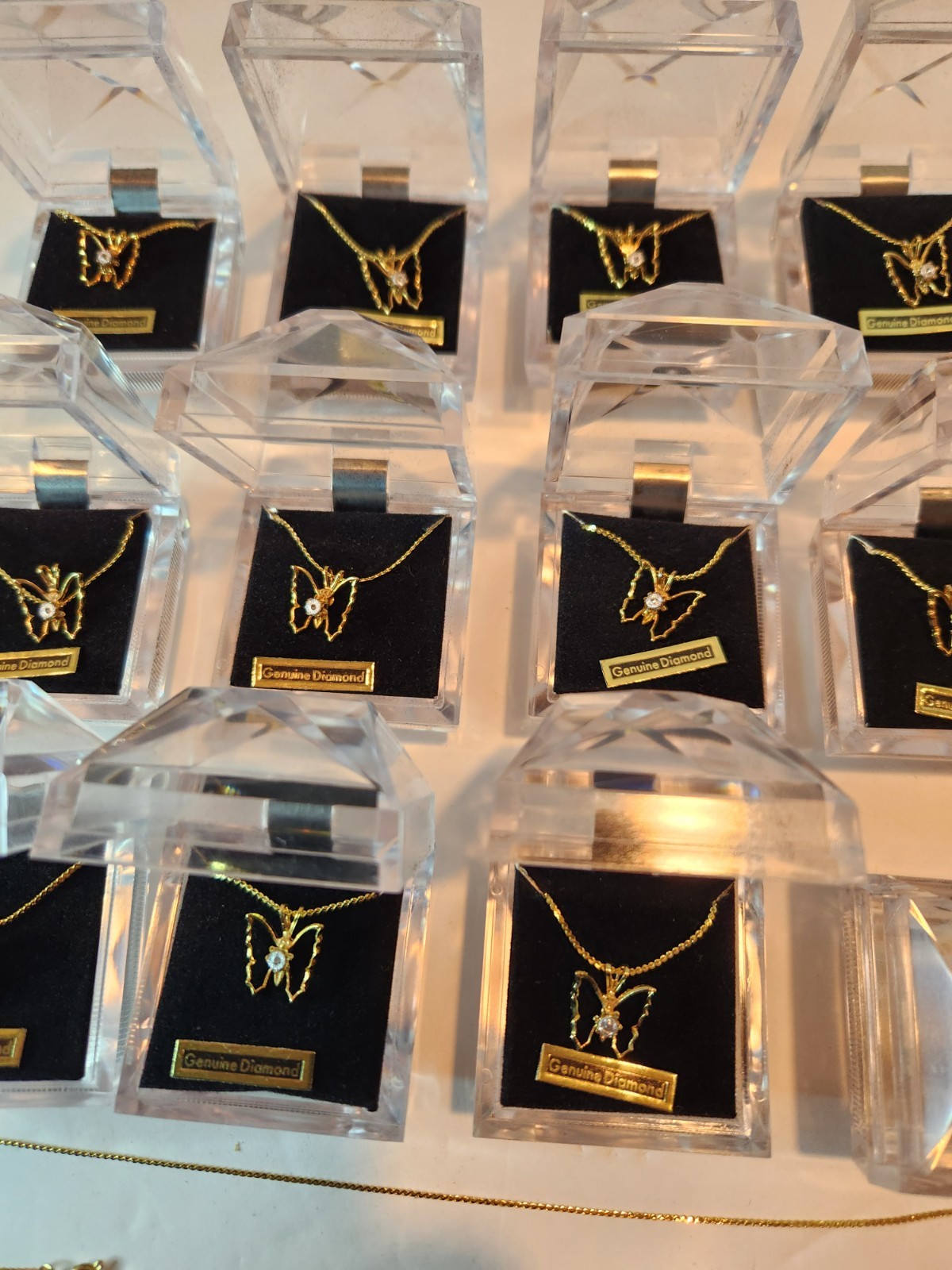 Lot 12 Gold Tone 16″ Butterfly Necklaces Serpentine Chain Costume New In Box