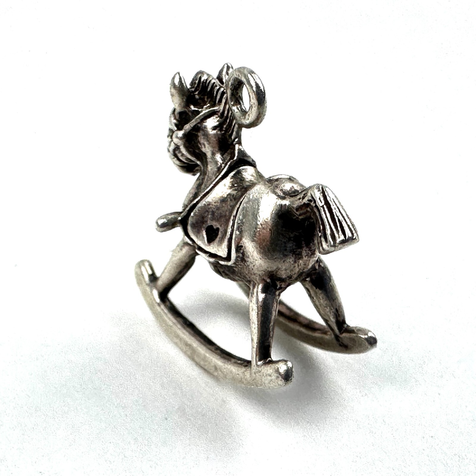 .925 Sterling Silver Charm – Tiny Rocking Horse – Tested Very Good Condition