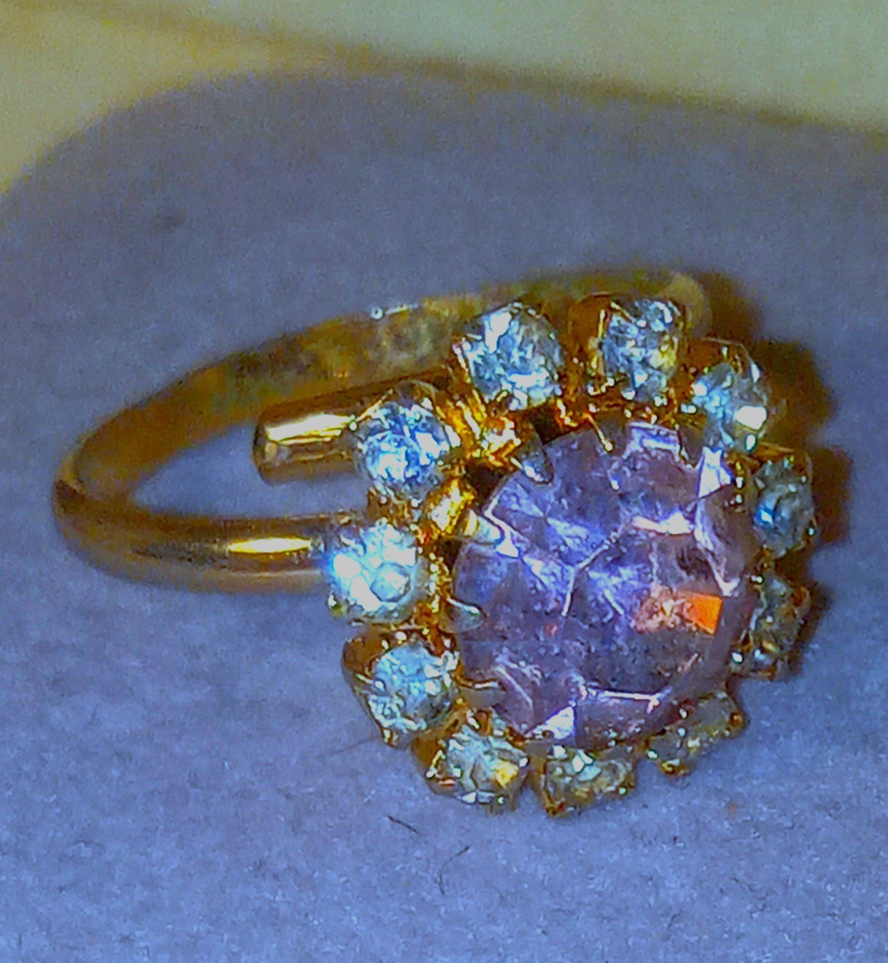 Cocktail Ring Rose Amethyst Sapphire Crystal Rhinestone Minimalist Adjusted Ring