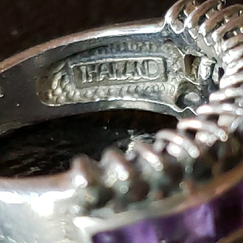 Sterling Silver/Amethyst/Marcasite Vintage Ring-size 6-nickel free