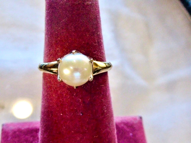 70’S NEW OLD STOCK 10K YELLOW GOLD FILLED AKOYA CULTURED PEARL RING SIZE 5