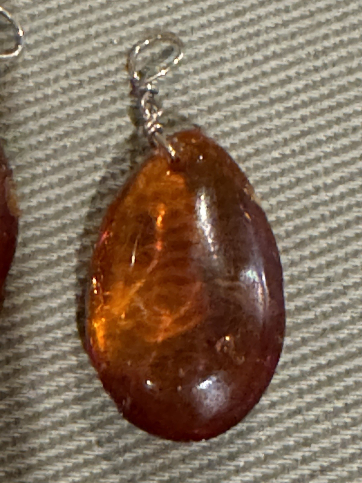 Pair of Vintage Amber Tear Drop 1.25” Pendants – Earrings?