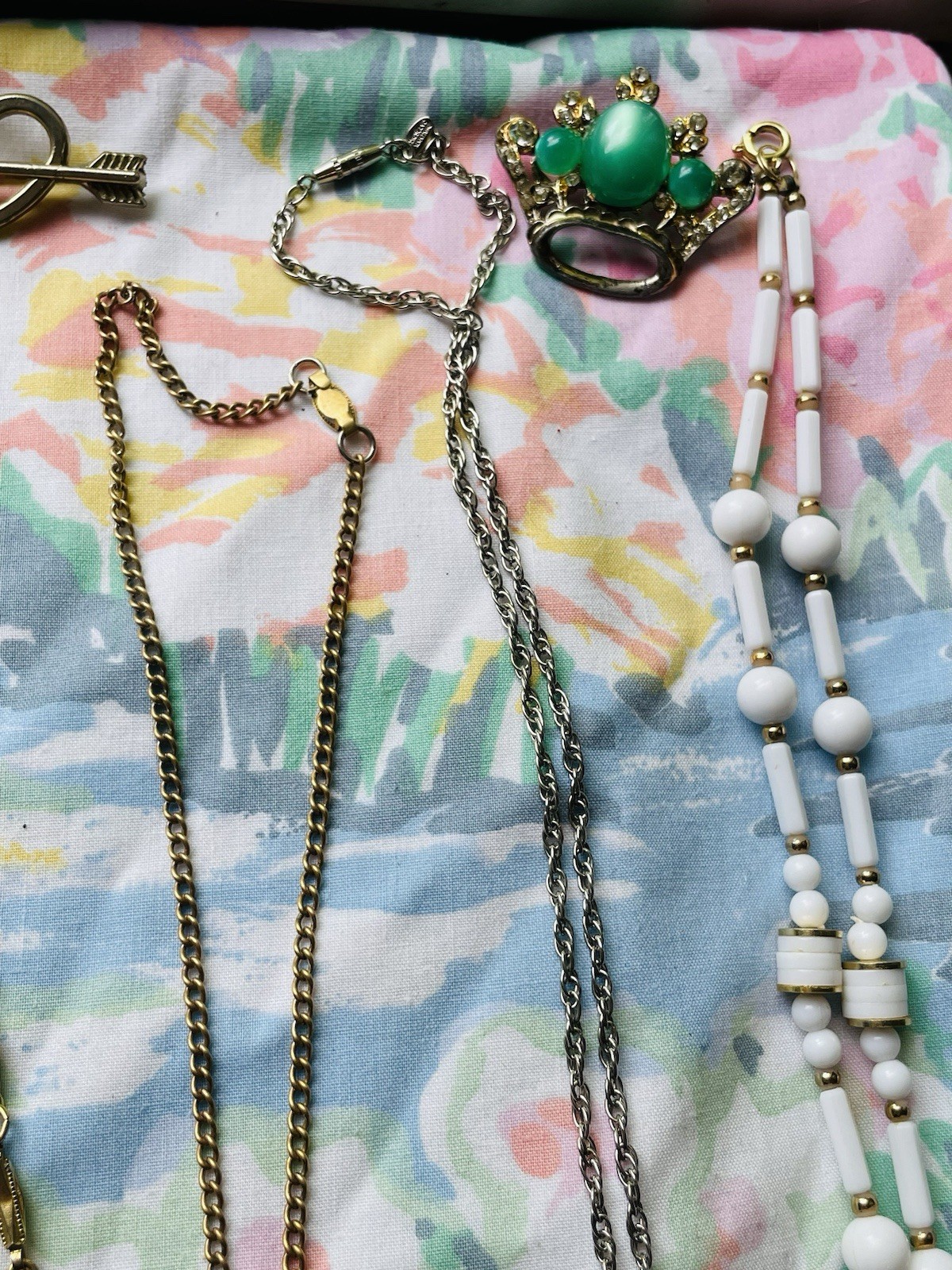 Vintage Jewelry Lot Gold And Silver Toned Necklaces, Earrings, Brooch, Bracelets