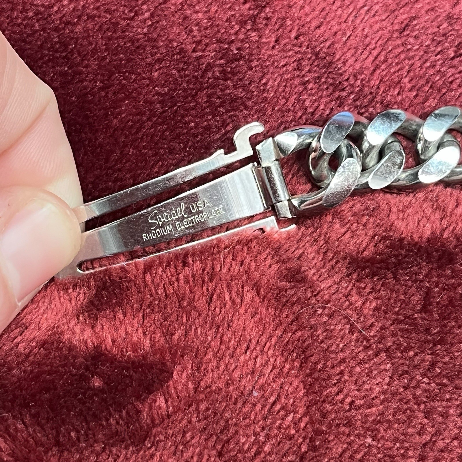 Vintage Speidel Link ID Bracelet Rhodium Electroplated USA Engraved Tom 8-27-68