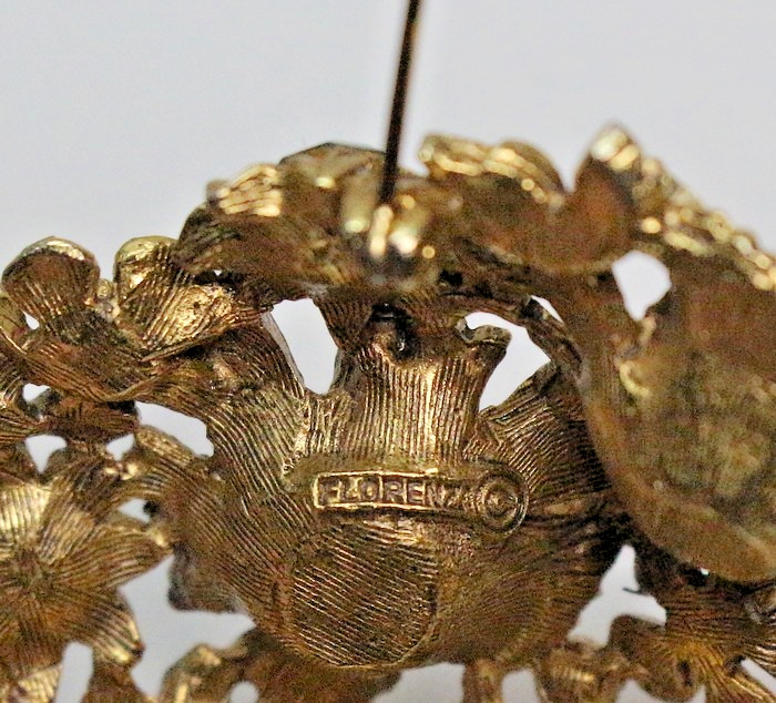 FLORENZA Vintage Signed Brooch Pin