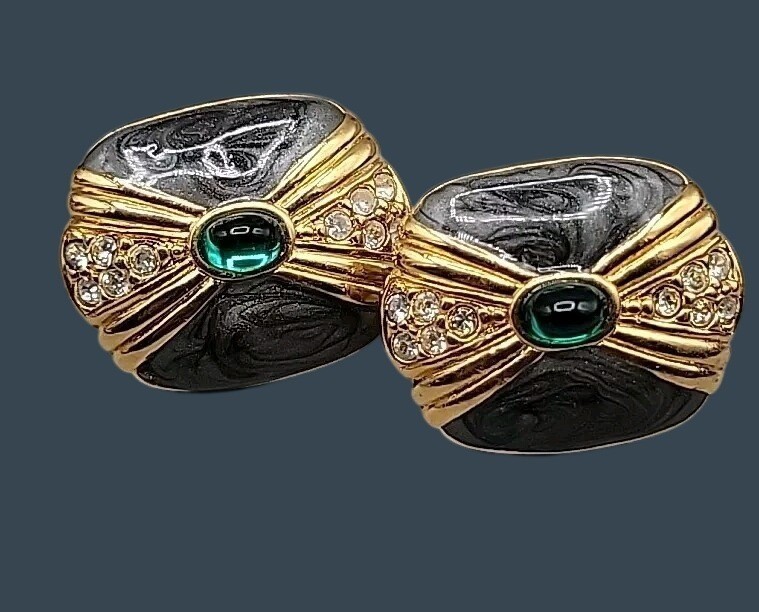 Vtg Kenneth Lane for Avon Duchess of Windsor Panther Collection Post Earrings