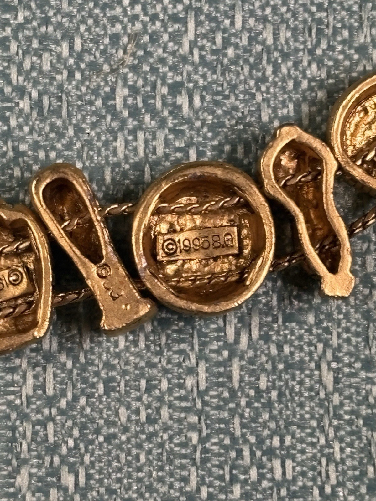 Vintage 1990’s TOFA Baseball Theme Bracelet Charms Gold Tone Made In Korea