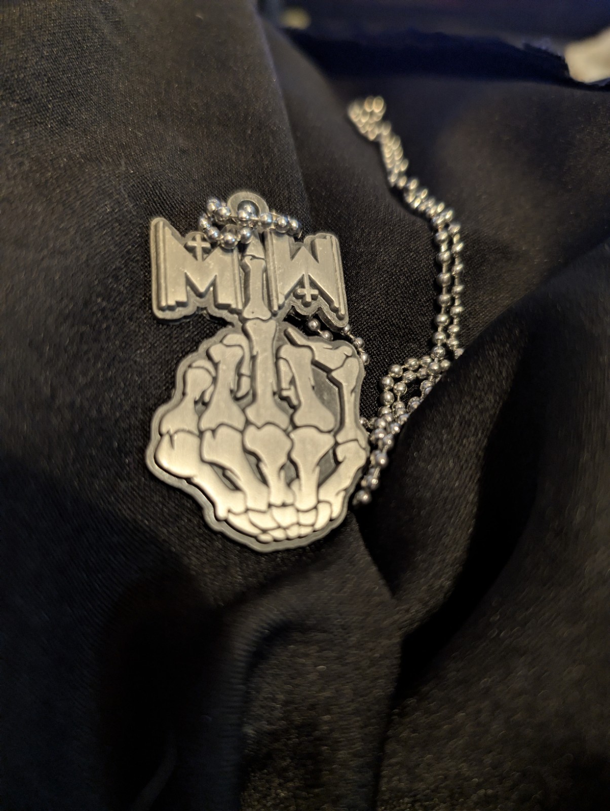 Motionless In White Middle Finger Logo Metal Necklace. No Longer In Production.