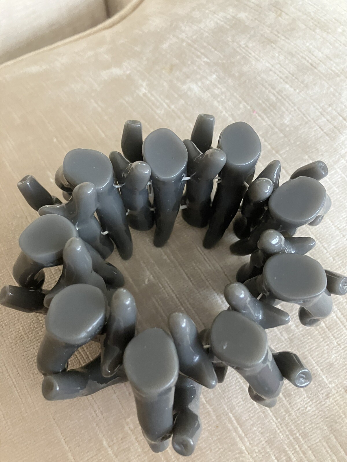 Huge Dark Grey Fake Coral Lucite Resin Chunky Stretch Bracelet Bangle