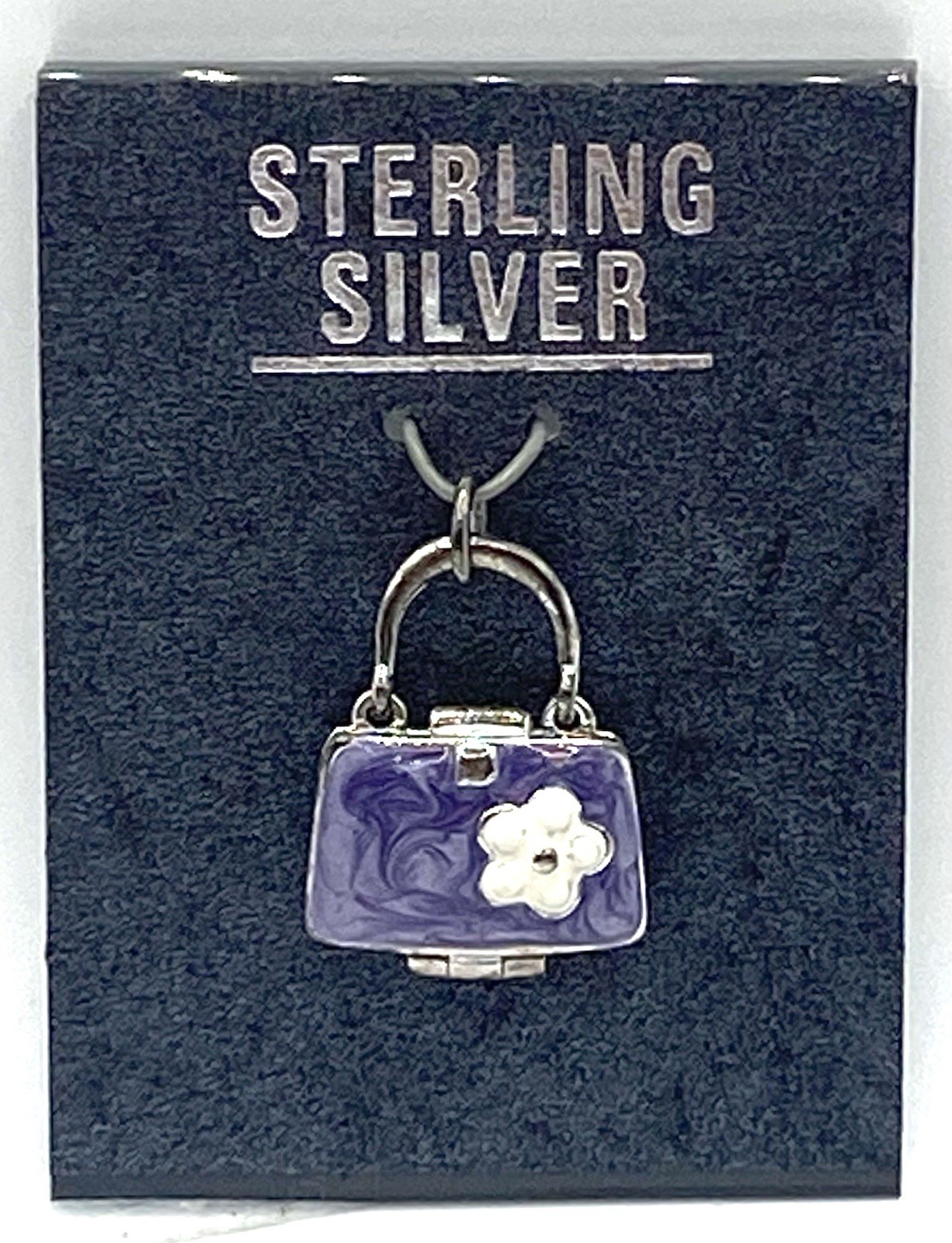 Sterling Silver / 925 Enamel Lady’s Purse Charm Opens