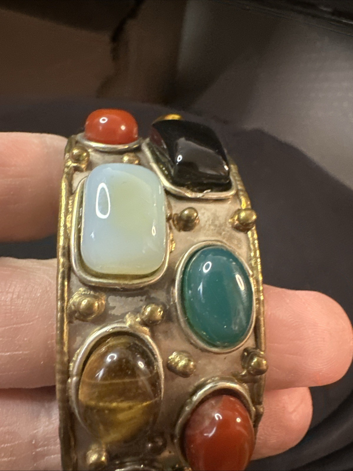 Vintage Multi Stone Cuff Bracelet ! Gorgeous!