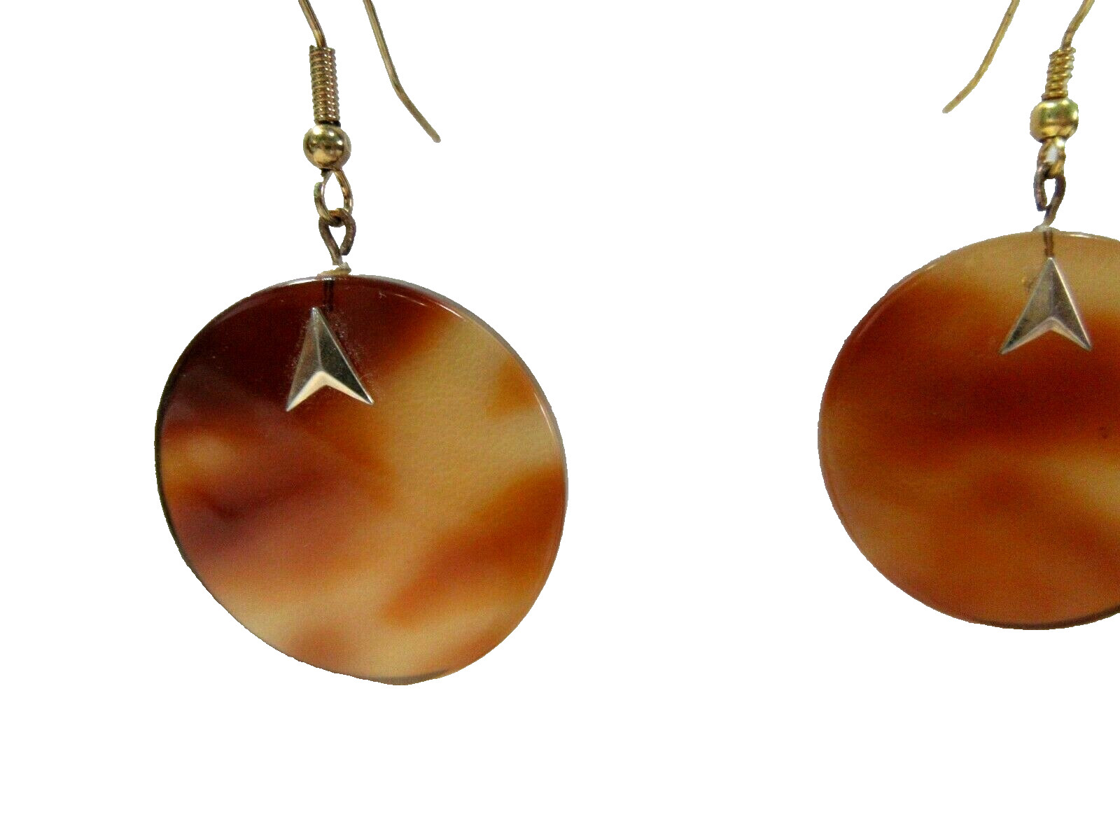 PLASTIC FAUX TORTOISE ATOMIC STYLE VINTAGE PIERCED EARRINGS