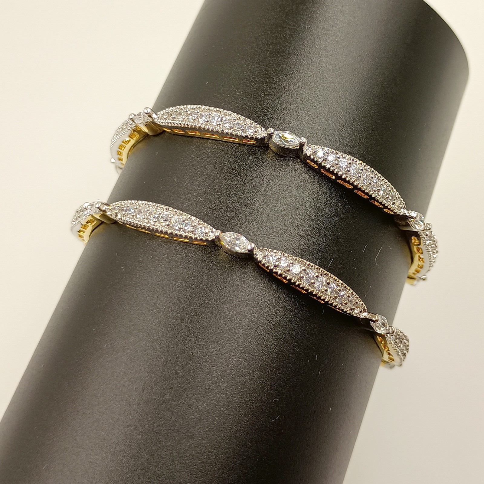 Handmade South Indian CZ Bangle Set 22K Gold Plated Bridal Wedding Jewelry Sets
