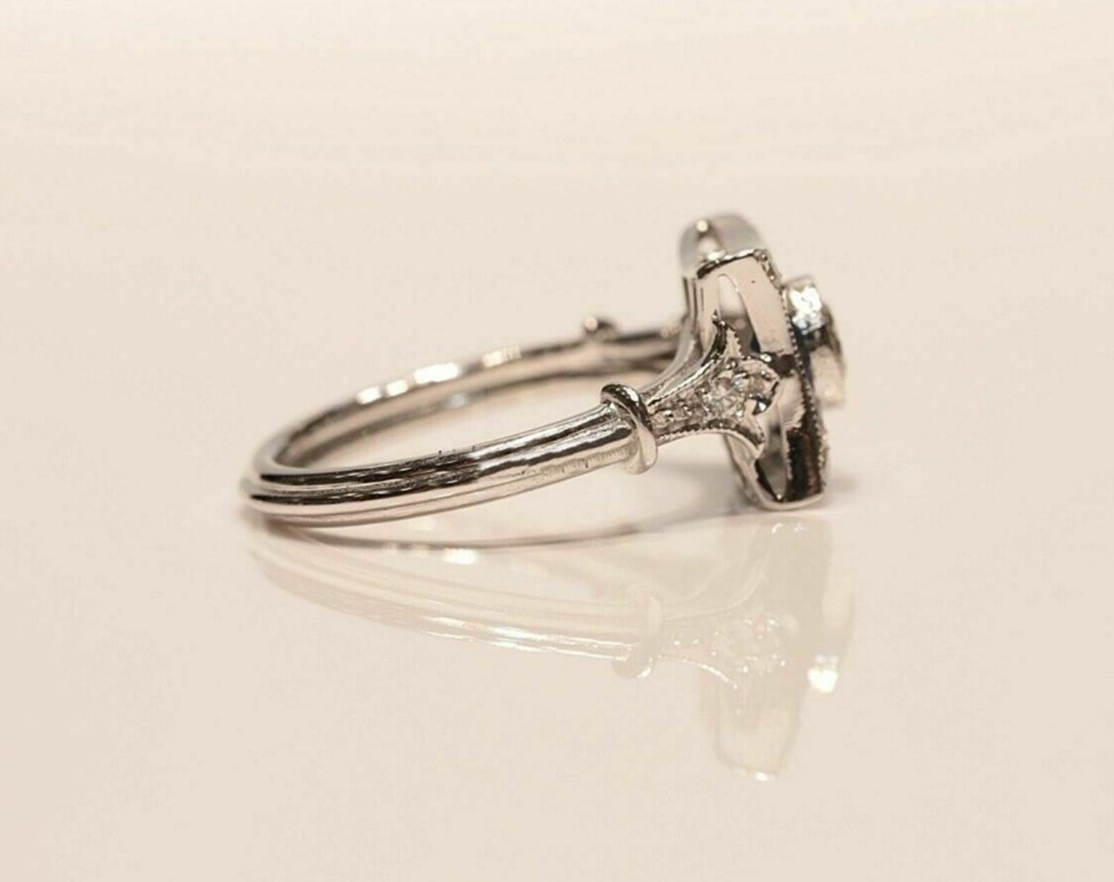 Vintage Art Deco Wedding Fine Ring 925 Silver 1.02Ct Old European Cut CZ Stone